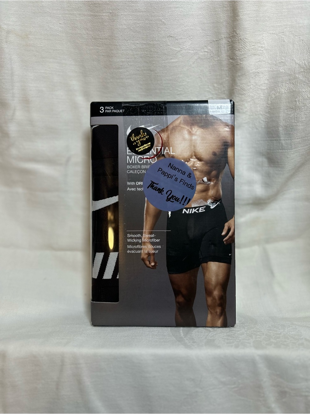 Nike Men’s Black Boxer Briefs with White Logo - 3 Pack
